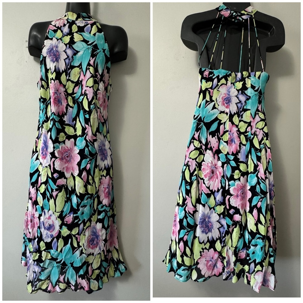 Vintage  Evan Picone Floral Halter Mini Dress size 12